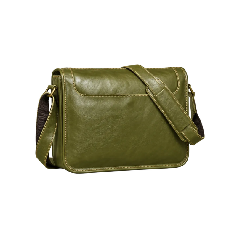Avocado Green Classic Leather Satchel Bag-1