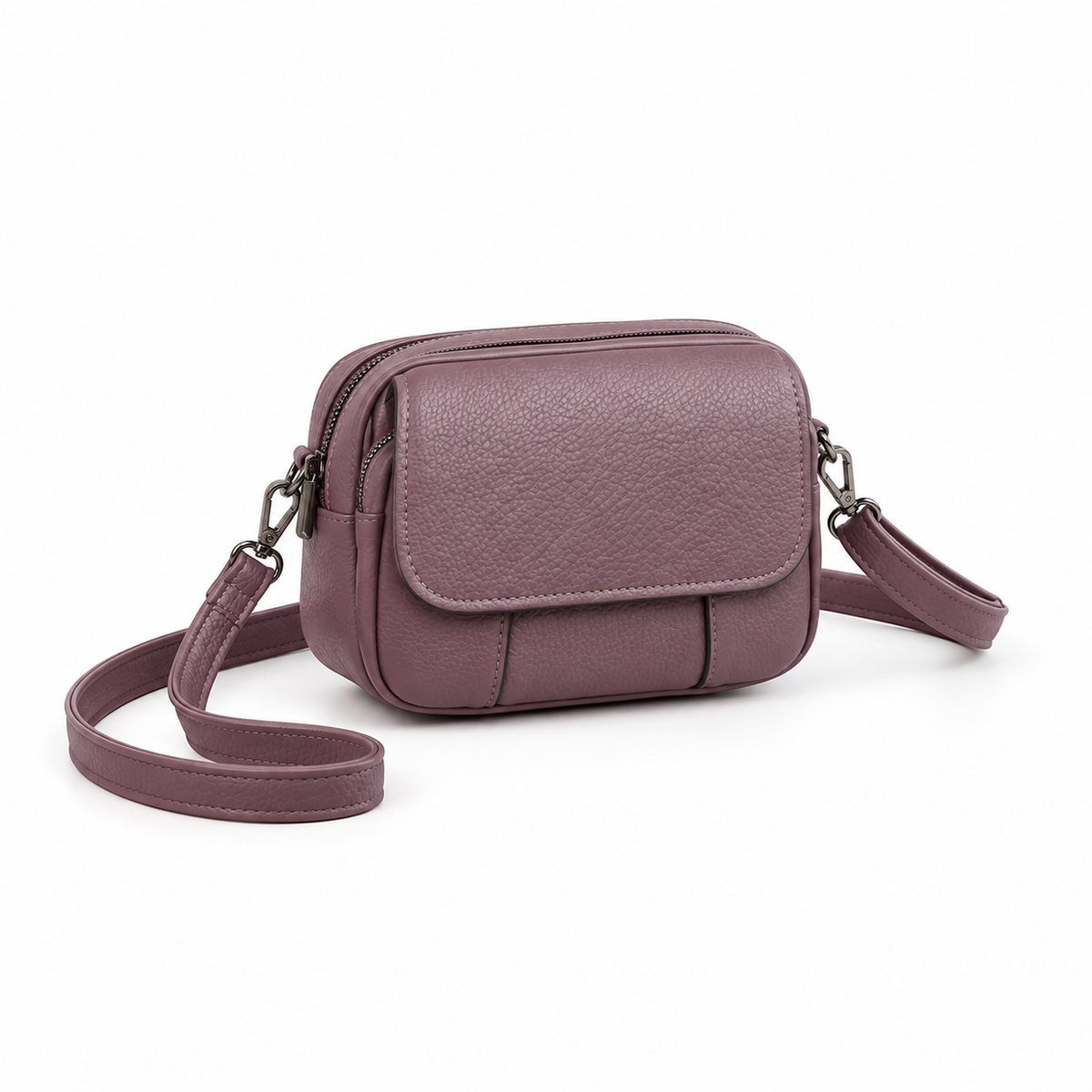 Mauve Textured Crossbody Shoulder Bag