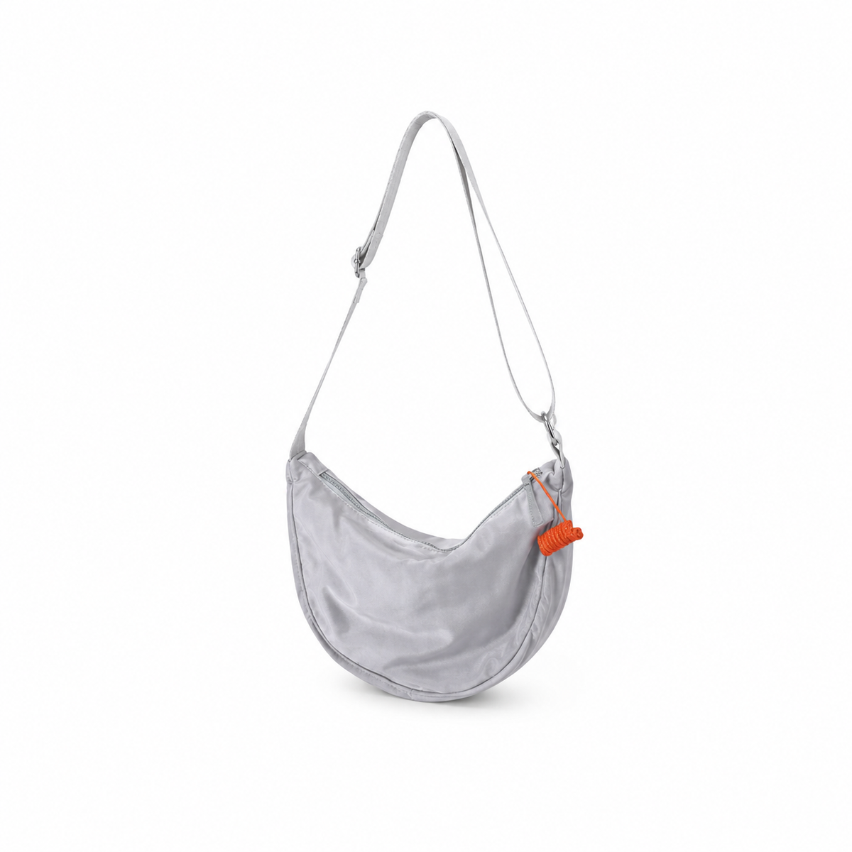 Silver Grey Crescent Crossbody Shoulder Bag-4