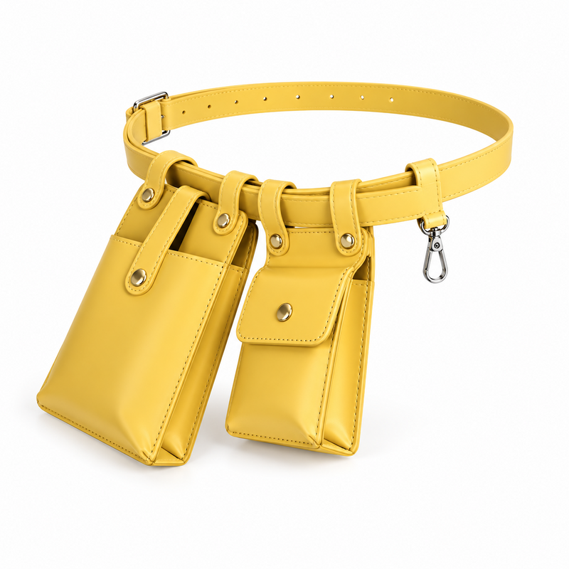 Yellow Adjustable Belt With Dual Pouches-2