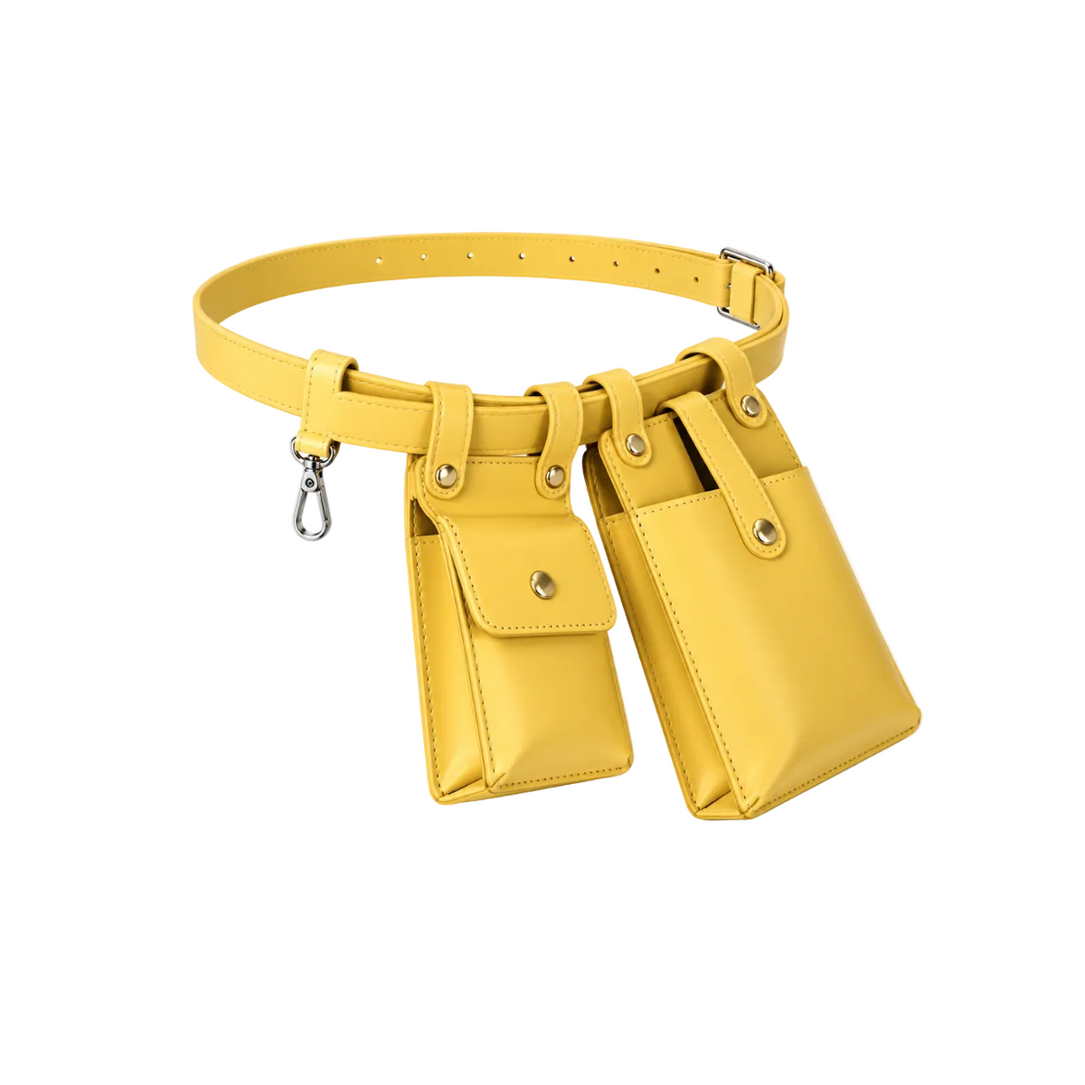 Yellow Adjustable Belt With Dual Pouches-1