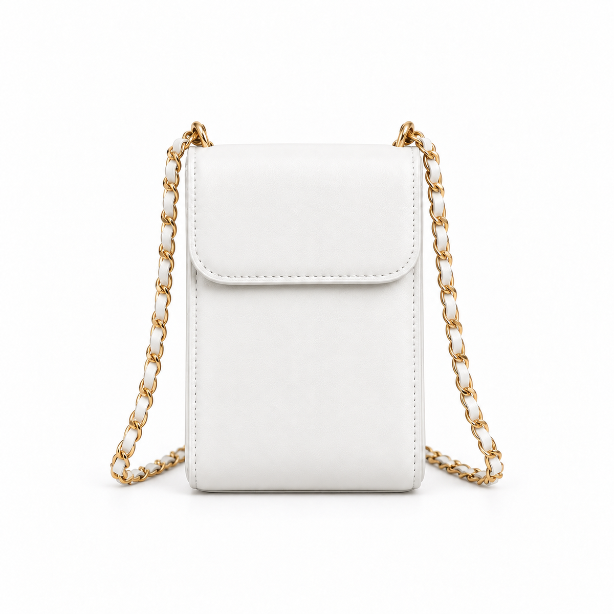 Elegant White Mini Chain Crossbody Bag-4