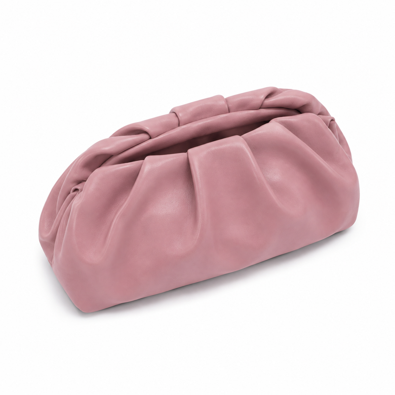 Blush Pink Ruched Cloud Clutch Bag-2