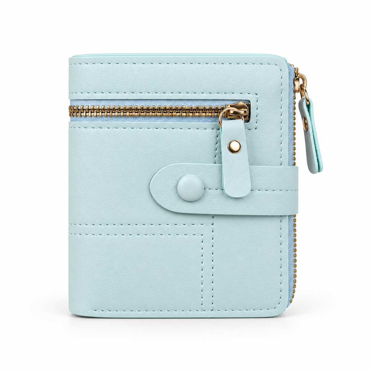Ice Blue Compact Bifold Zip Wallet-2