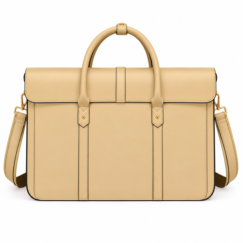 Turmeric Leather Bow Detail Laptop Bag-2