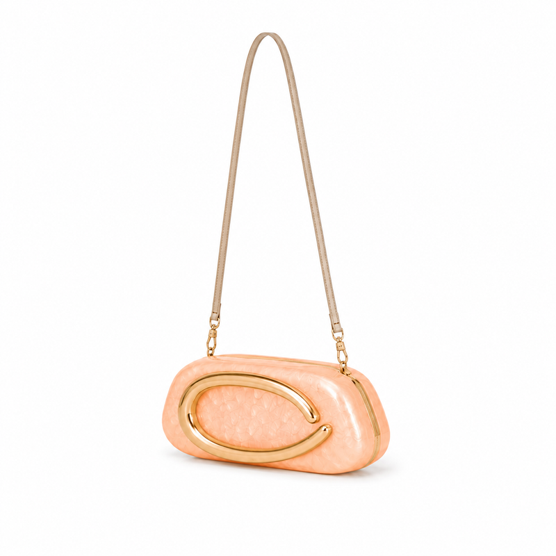 Apricot Pearl Acrylic Shoulder Clutch Bag-3