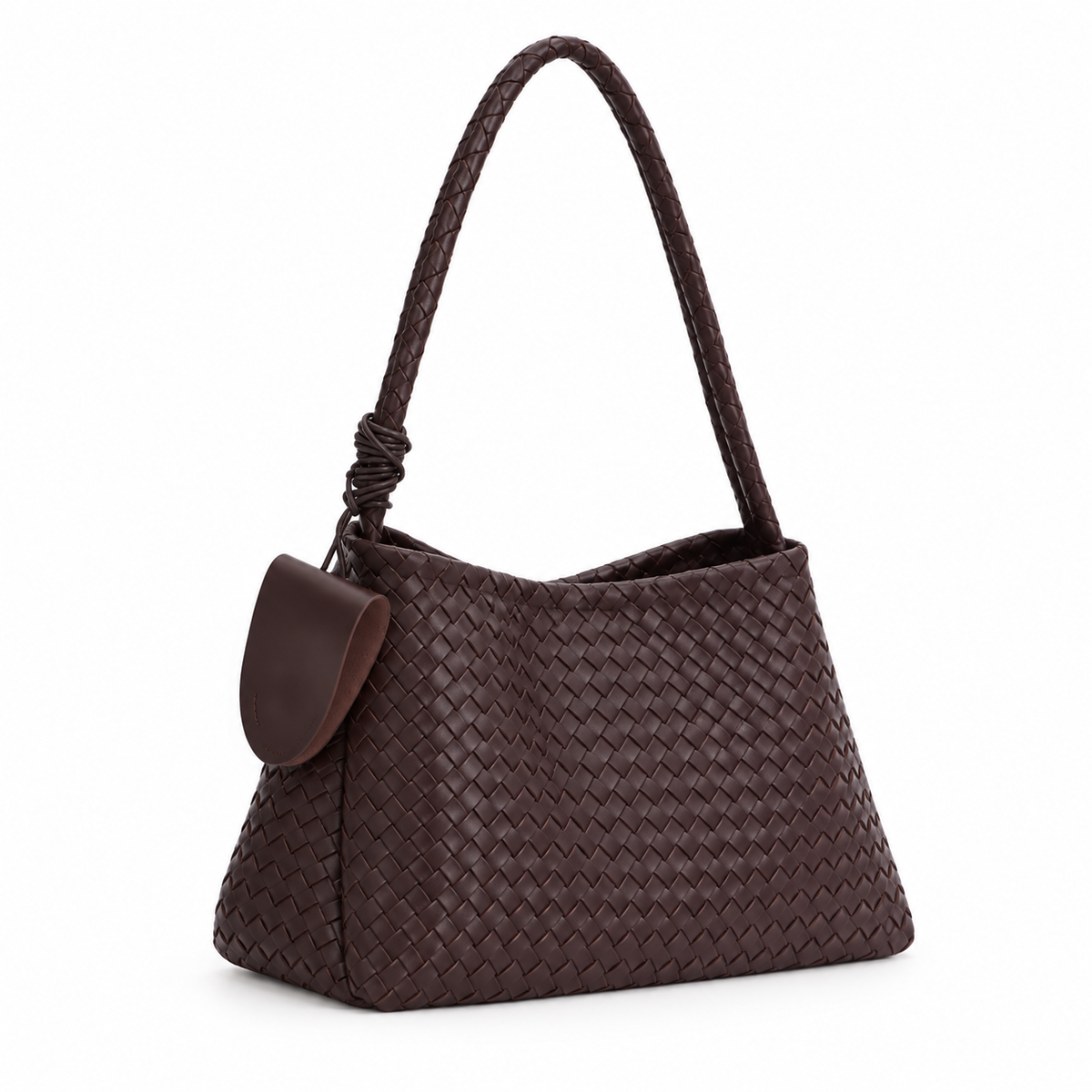 Chocolate Brown Woven Shoulder Bag Set-1