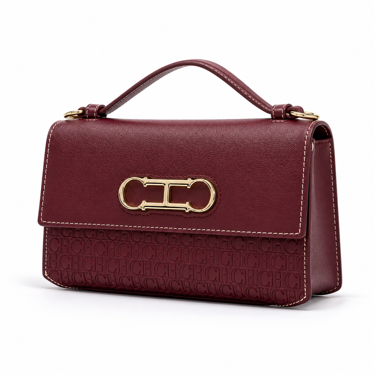 Burgundy Embossed Leather Evening Clutch Bag-2