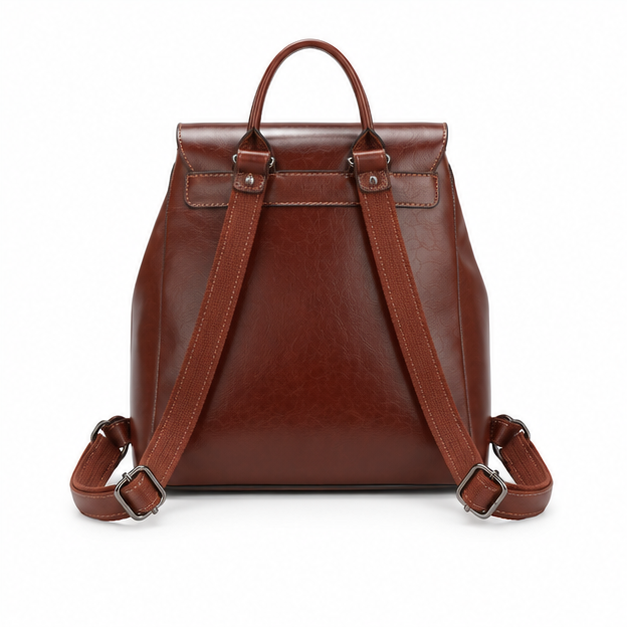 Classic Coffee Leather Adjustable Backpack Handbag-2