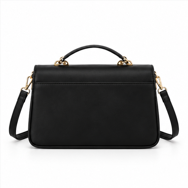 Elegant Black Butterfly Quilted Shoulder Handbag-2