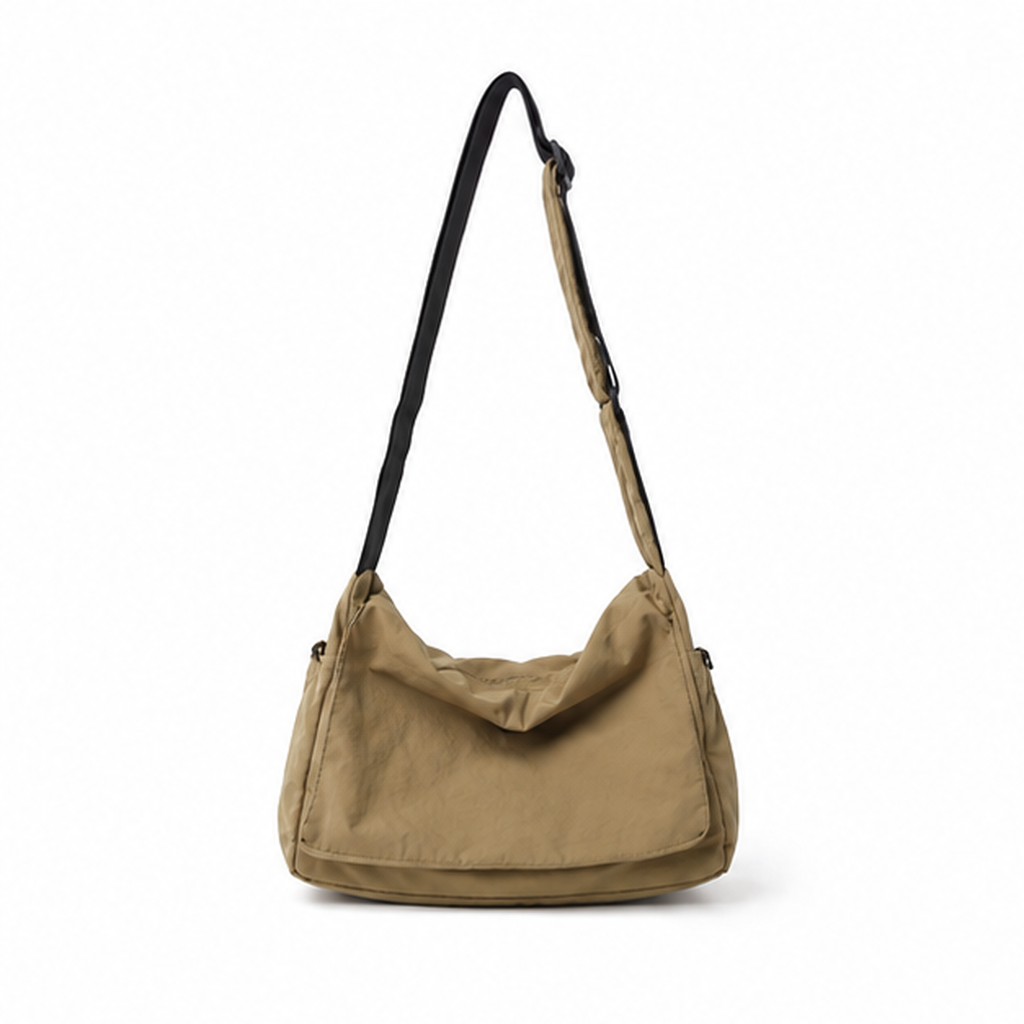 Khaki Casual Slouchy Hobo Shoulder Bag-4
