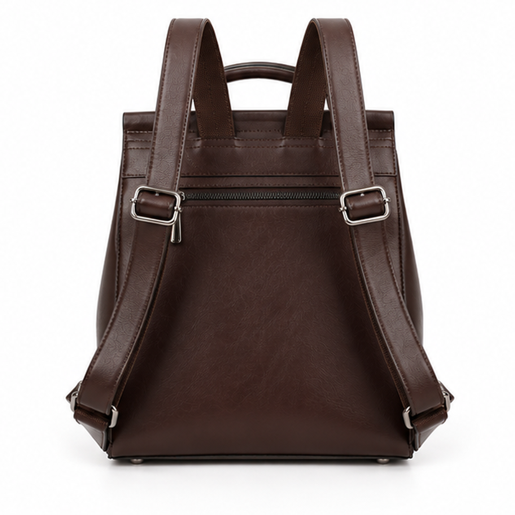 Coffee Brown Vintage Convertible Backpack Handbag-2