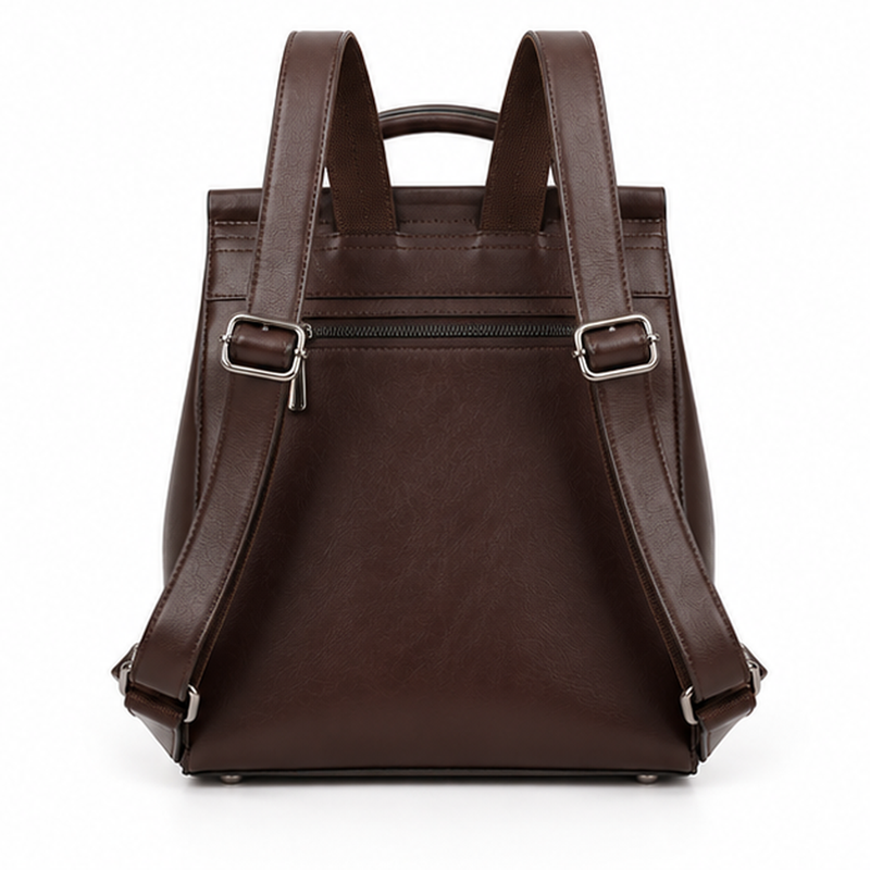 Coffee Brown Vintage Convertible Backpack Handbag-2