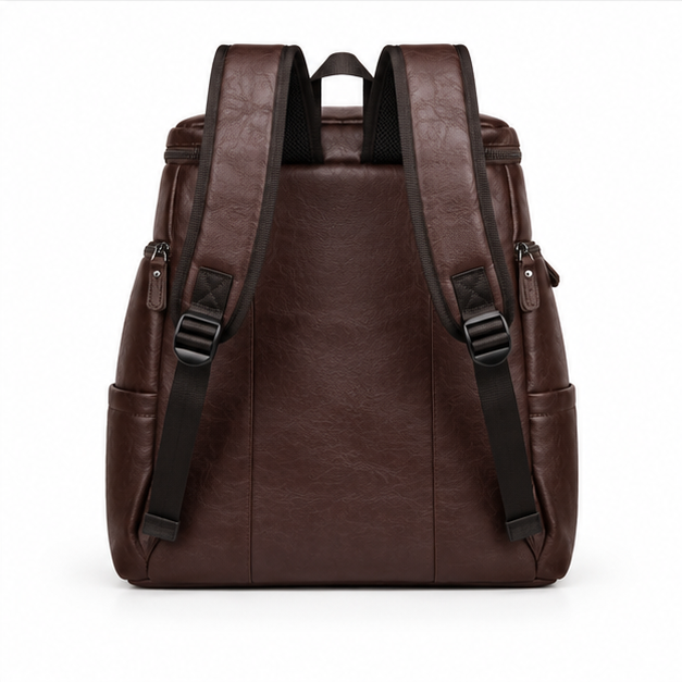 Vintage Brown Multi-Pocket Leather Backpack