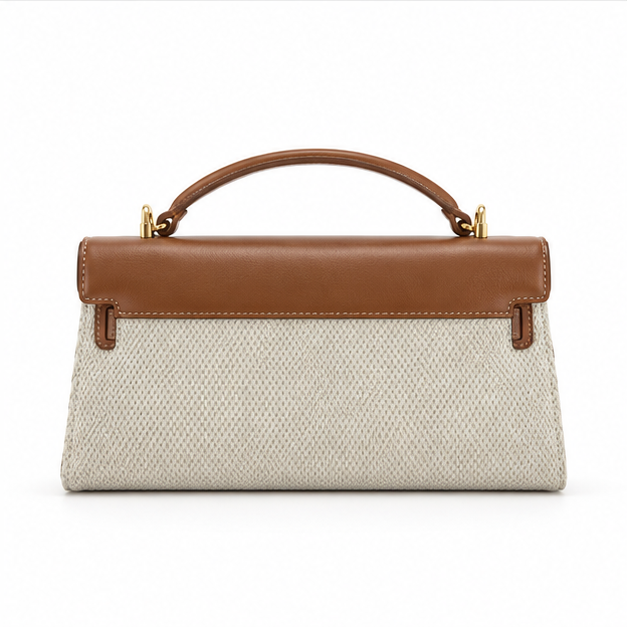 Elegant Woven Leather Top Handle Handbag-2