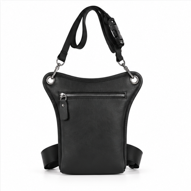 Black Multi-Pocket Crossbody Shoulder Travel Bag-2