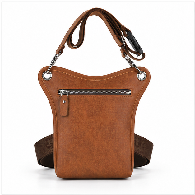 Vintage Brown Multi-Pocket Crossbody Sling Bag-2