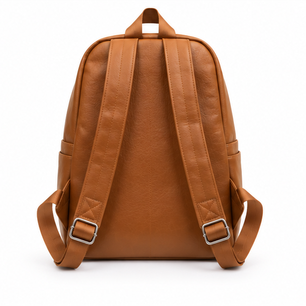 Light Brown Classic Everyday Leather Backpack-2
