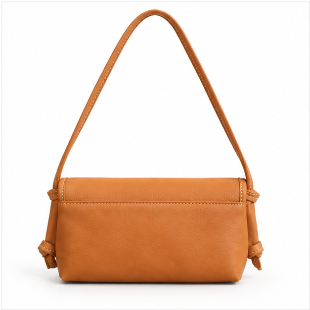 Tan Leather Flap Shoulder Bag Purse-2
