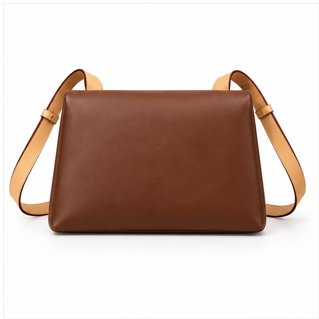 Brown Leather Flap Crossbody Shoulder Bag-2