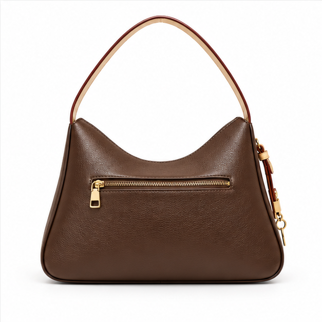 Elegant Brown Pebbled Leather Hobo Handbag-2