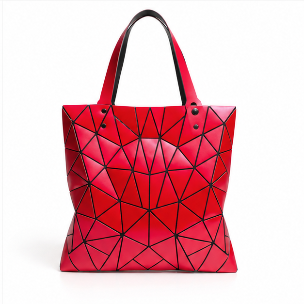 Dark Red Geometric Mosaic Tote Bag-2