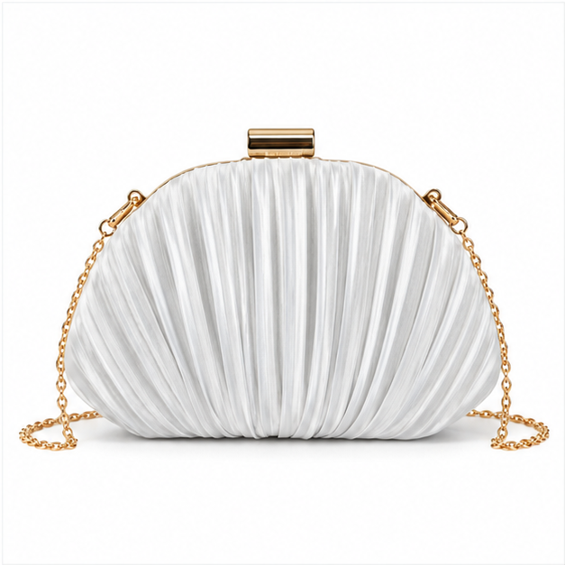 Elegant Pleated Satin Evening Clutch Bag-2