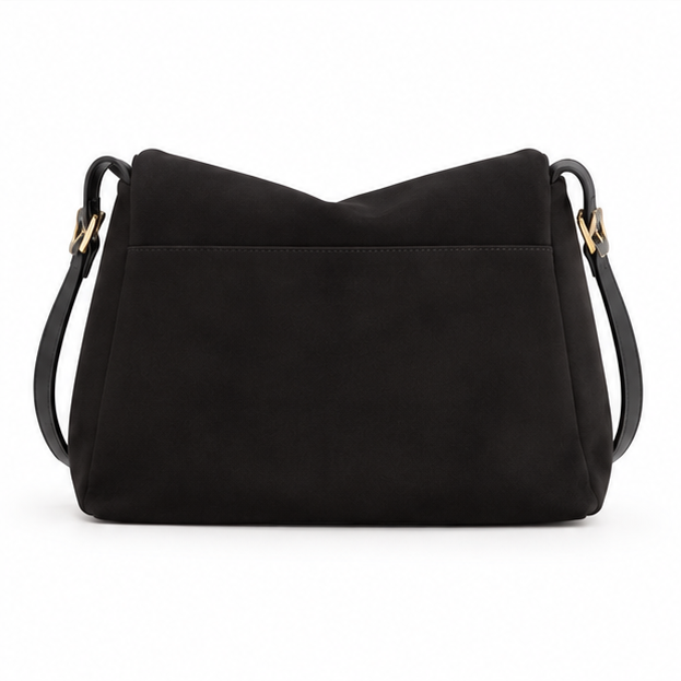 Black Suede Buckle Crossbody Shoulder Bag-2