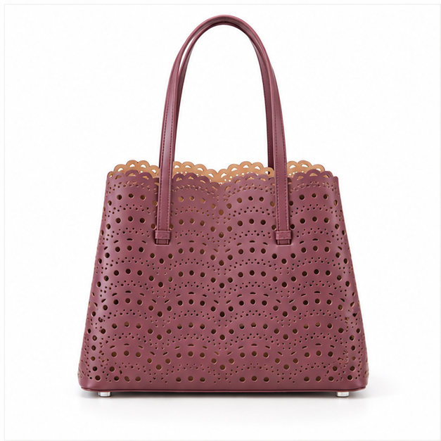 Elegant Laser Cut Mauve Tote Handbag-2