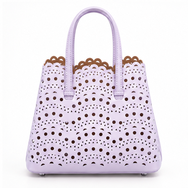 Lavender Laser Cut Structured Tote Handbag-2