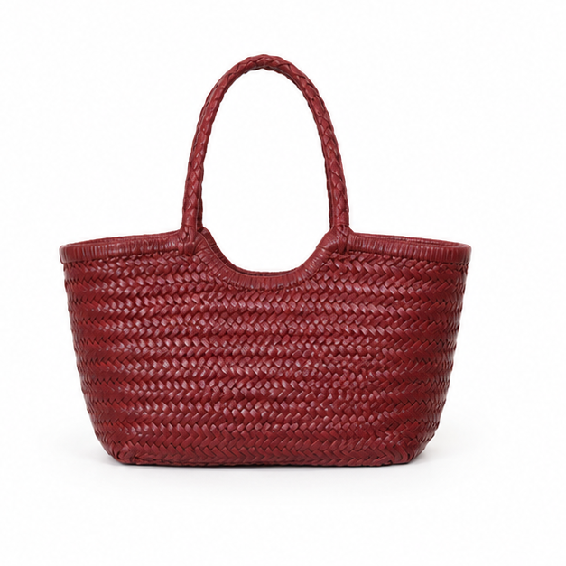 Burgundy Woven Leather Everyday Carry Tote-2