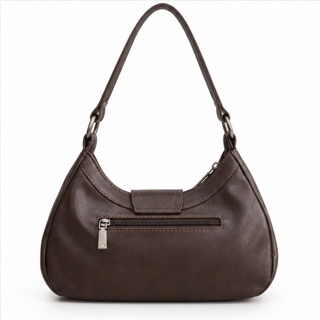 Vintage Brown Buckle Shoulder Hobo Bag-2