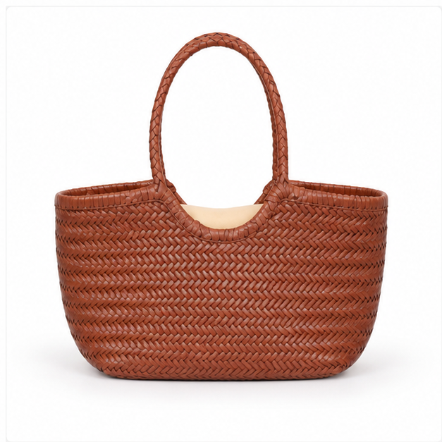 Handwoven Brown Braided Everyday Tote Bag-2
