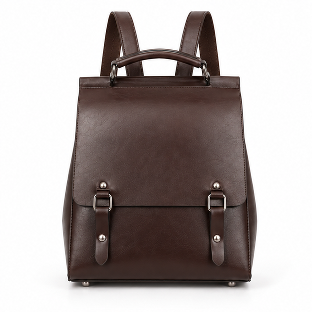 Coffee Brown Vintage Convertible Backpack Handbag-4