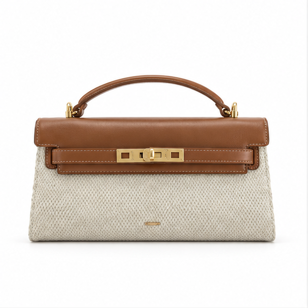 Elegant Woven Leather Top Handle Handbag-4