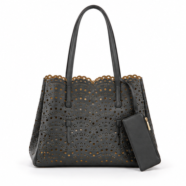 Elegant Laser Cut Shoulder Tote Bag-4