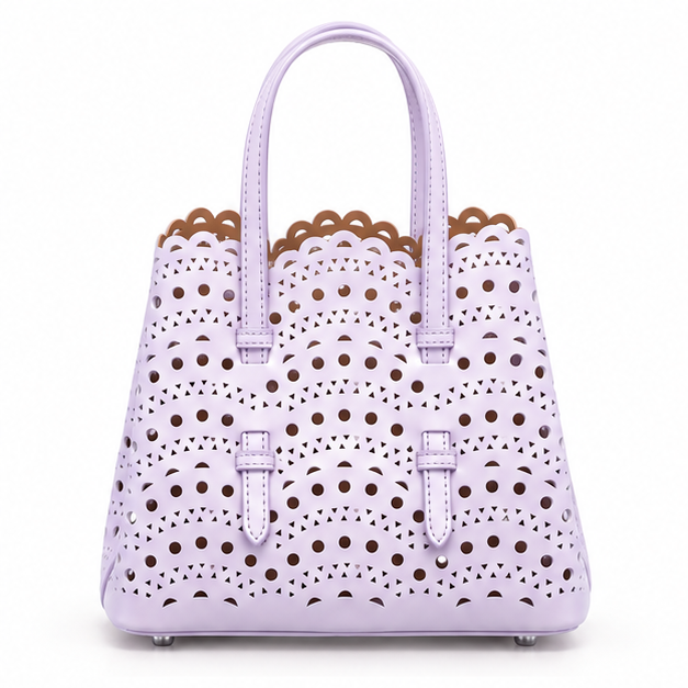 Lavender Laser Cut Structured Tote Handbag-4