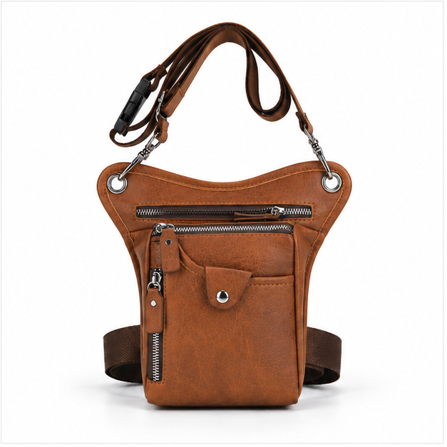 Vintage Brown Multi-Pocket Crossbody Sling Bag-4