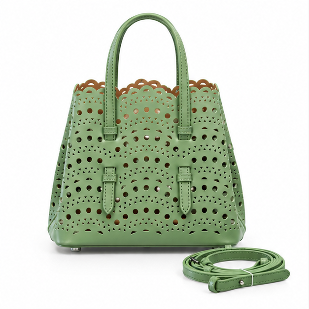 Sage Green Laser Cut Tote Bag-4