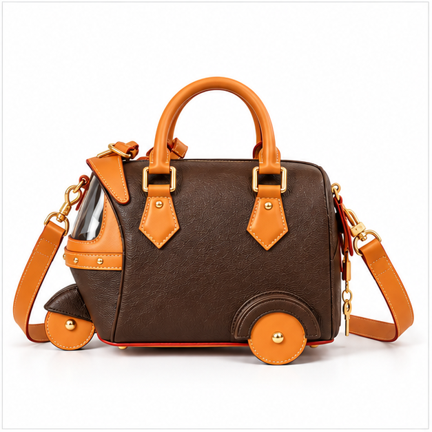 Brown Tan Rickshaw Inspired Handbag Satchel-4