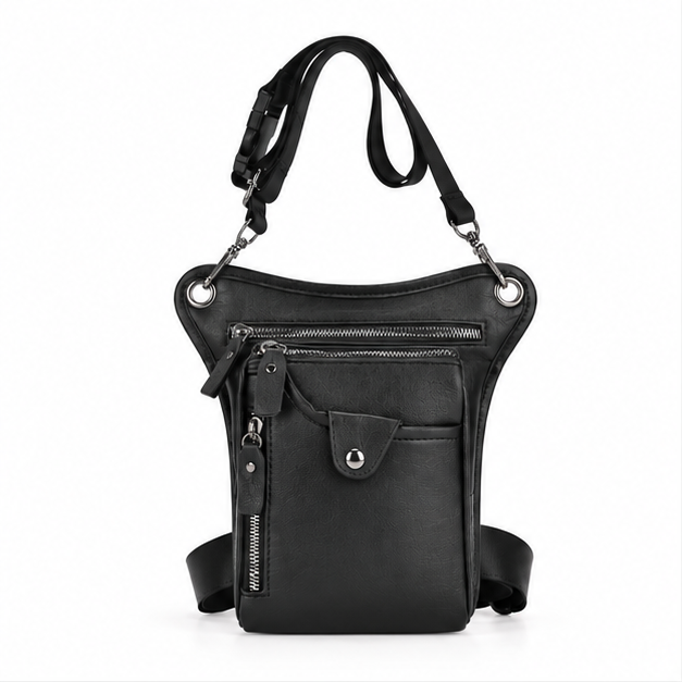 Black Multi-Pocket Crossbody Shoulder Travel Bag-4