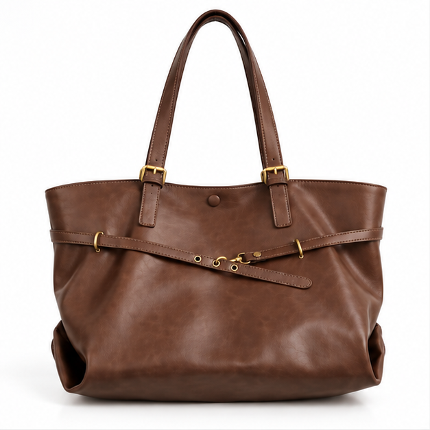 Vintage Brown Leather Everyday Shoulder Tote-4