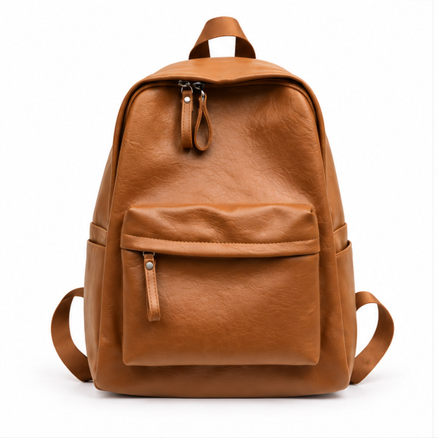 Light Brown Classic Everyday Leather Backpack-4