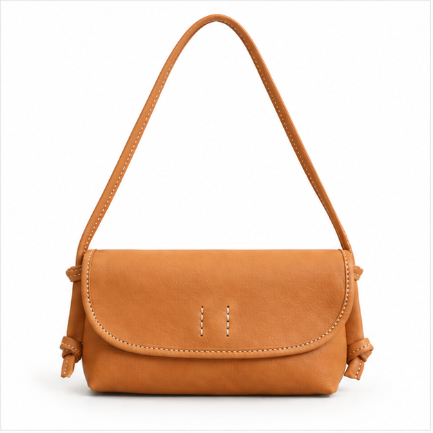 Tan Leather Flap Shoulder Bag Purse-4