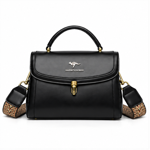 Black Structured Top Handle Shoulder Bag-4