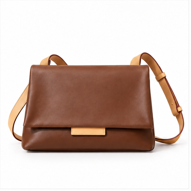 Brown Leather Flap Crossbody Shoulder Bag-4