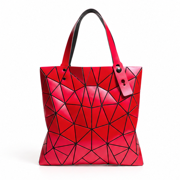 Dark Red Geometric Mosaic Tote Bag-4