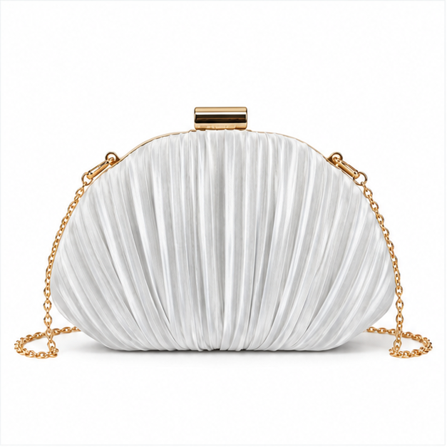 Elegant Pleated Satin Evening Clutch Bag-4