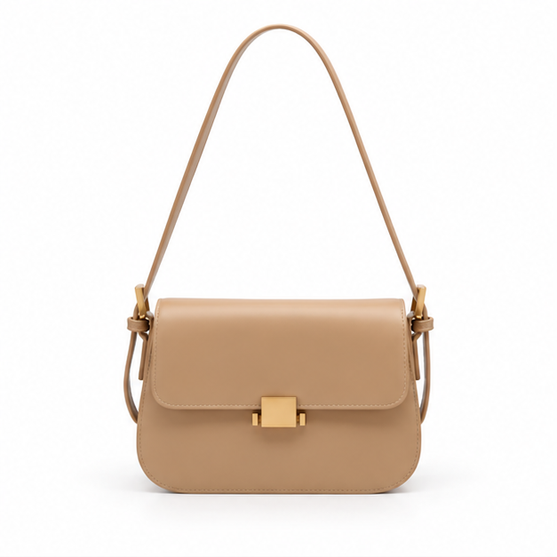 Elegant Khaki Structured Shoulder Crossbody Bag-4