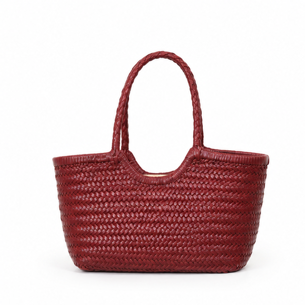 Burgundy Woven Leather Everyday Carry Tote-4